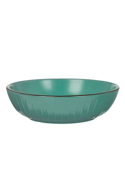 OEM Deep Plate Petrol with Embossed Stripes Pattern Ceramic Ø20cm