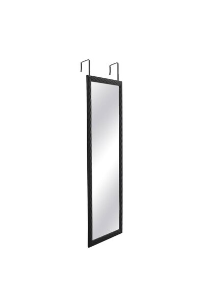OEM Oglinda cu Cadru Negru Reliefat cu Model Carouri pentru Usa 35x95cm