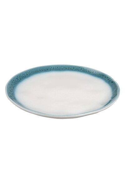 OEM White Plate with Turquoise Edge "" 27.5cm