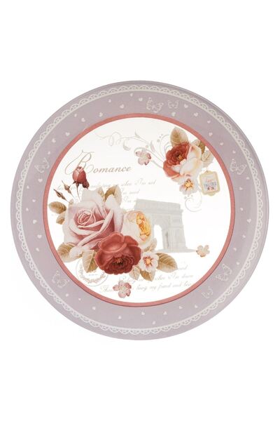 OEM Transparent Glass Plate with Rose Pattern for Dessert Ø15cm