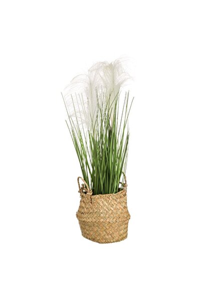 OEM Decorative Pot Basket with Grass & White Flowers 44 centimeters