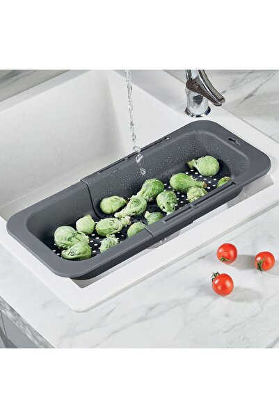 OEM Grey Plastic Extendable Sink Strainer with Handles 36x20x5.5cm