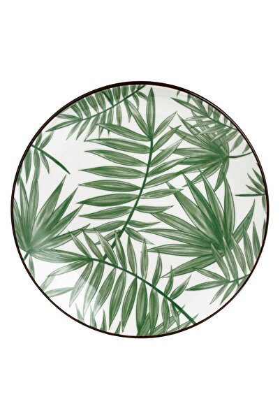 OEM White Porcelain Plate with Green Leaves for Dessert Ø15cm