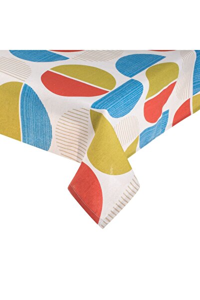 OEM Ecru Textile Tablecloth with Colored Semicircles 180x140cm