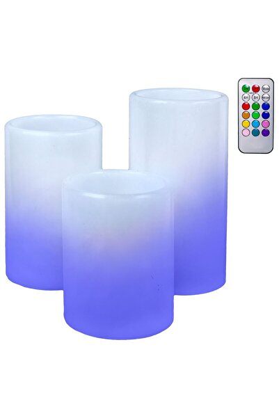 OEM Set Lumanari LED cu Baterie Albe cu Margine Ondulata Flacara Colorata cu ...