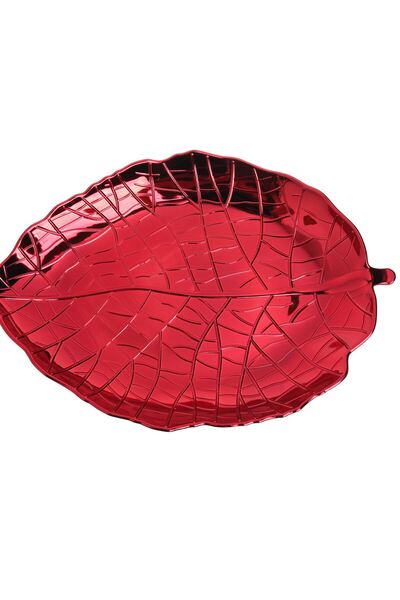 OEM Red Decorative Plate in Leaf Shape 39x28x4cm