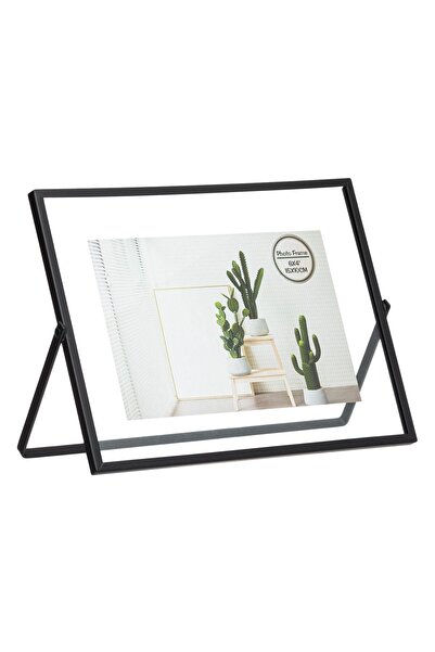OEM Horizontal Transparent Metal Decorative Photo Frame with Black Stand 15x20cm