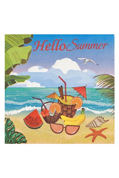 OEM 2-Ply Table Napkins & Colorful Beach Pattern "Hello Summer" 33x33cm - 20pcs