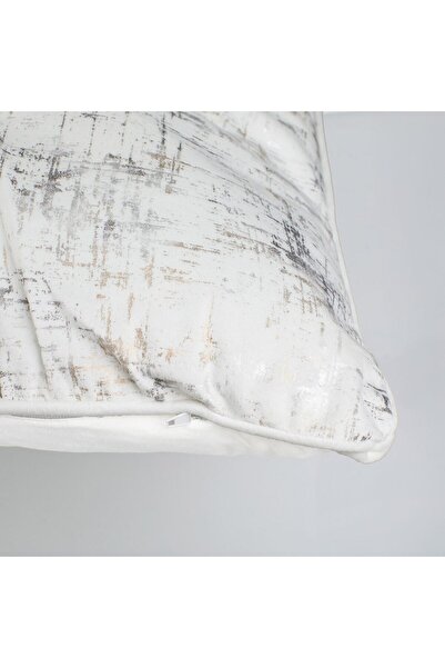 OEM Winter Decorative Pillow Ecru Velvet with Gold Foil Pattern 45x45cm