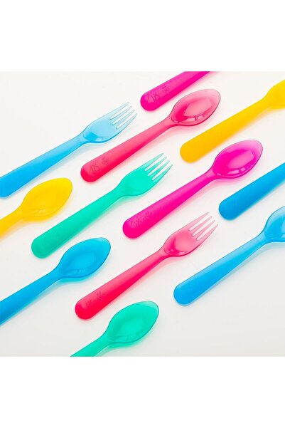 OEM Set of Reusable Spoons & Forks in Different Colors 16cm - 12pcs