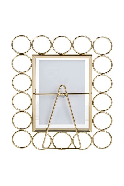 OEM Rose Gold Transparent Metal Decorative Photo Frame with Stand and Circles 10x15 cm