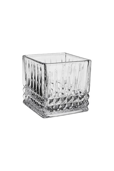 OEM Decorative Square Vase Made of Transparent Glass with Embossed Pattern 10...