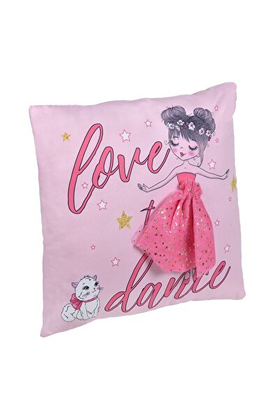 OEM Perna Decorativa Roz Balerina "Love to Dance" cu Fusta 3D 35x35cm