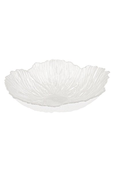 OEM Decorative White Glass Plate in Flower Shape 27x27x6cm