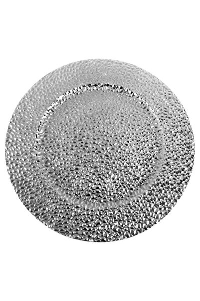 OEM Round Decorative Silver Plastic Plate with Diamond Pattern Ø40cm