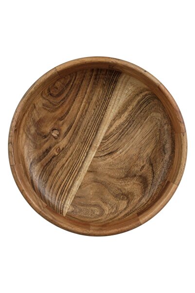 OEM Round Wooden Bowl in Dark Natural Color Ø21.5x7.5cm - 1.5L