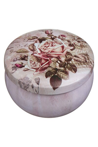 OEM Lumanare Decorativa Alba in Cutie Metalica cu Model Vintage Ø6.3x4cm