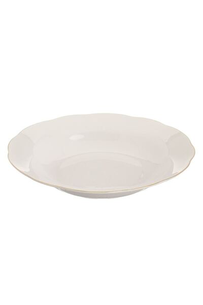 OEM Beige Porcelain Deep Plate "Wavy Gold Metallic" 300ml