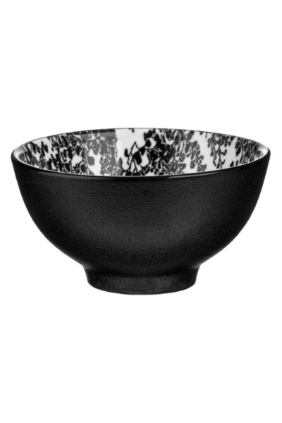 OEM Black Round Porcelain Bowl with Flower Pattern for Peanuts - Sauce 130ml