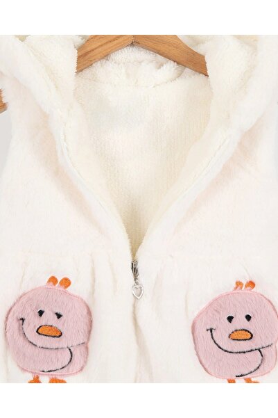 Ege Bebek Γιλέκο για κορίτσια 3-4-5-6-7 ετών, χαριτωμένη φιγούρα με κεντημένο βελούδινο γιλέκο με με κουκούλα φερμουάρ