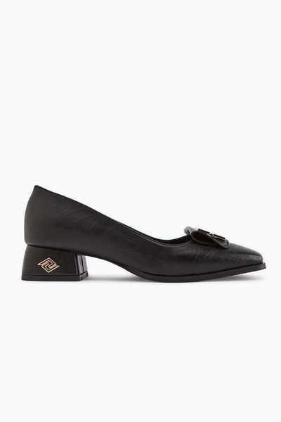 Limoya Emmy Black Buckle Short Heeled Women's Shoes