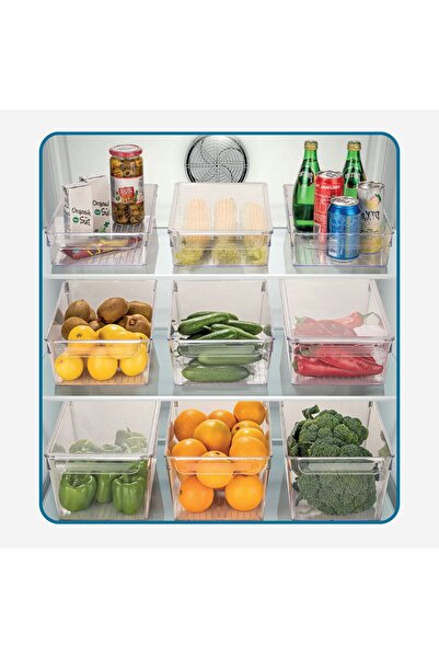 OEM Cutie Organizator din Plastic Transparent cu Maner pentru Frigider 20x32,5x10cm