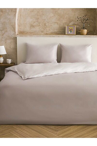 homewell Premium Natural Cotton Satin King Size Duvet Cover Set 220X240 Gray Stone – Hypoallergenic, Silky Soft