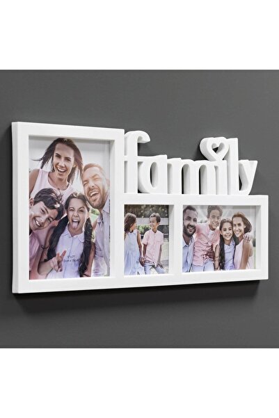 OEM White Decorative Photo Frame "Family" for 3 Pictures 40x20cm