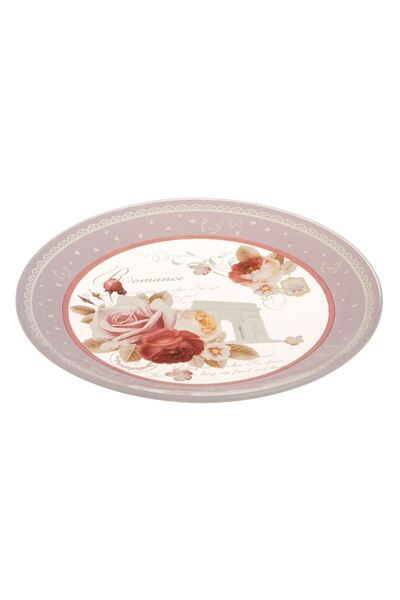 OEM Transparent Glass Plate with Rose Pattern for Dessert Ø15cm