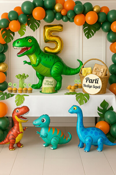 parti hediye sepeti مجموعة بالونات عيد ميلاد بعمر 5 سنوات بتصميم الديناصورات ...