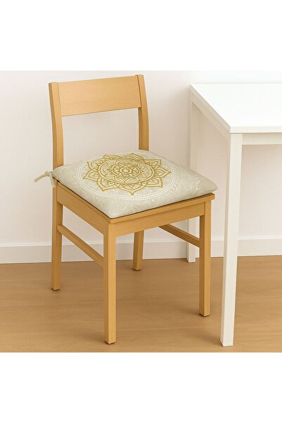 OEM Ecru White Cushion with Gold Mandala Pattern for Chair 42x42cm