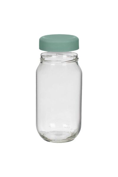 OEM Round Transparent Glass Storage Jar with Mint Green Lid 1l