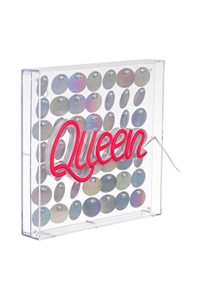 OEM LED Neon Pink Queen Panel with Sequins 23x23cm