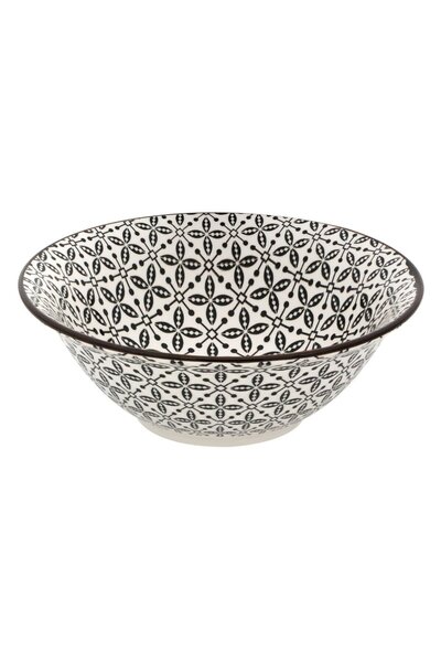 OEM Beige Bowl with Black Pattern Made of Porcelain 450ml