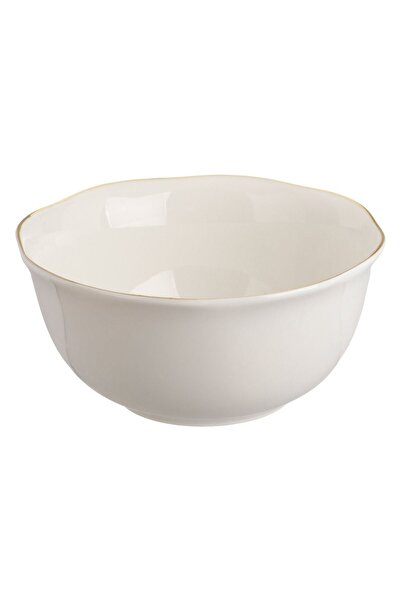 OEM Beige Porcelain Bowl "Wavy Gold Metallic" 480ml