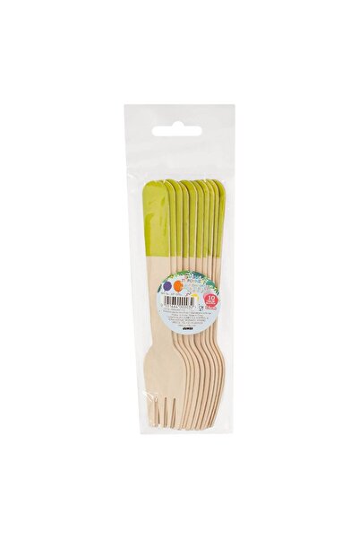 OEM Wooden Party Forks with Colorful Handles 16cm - 10pcs