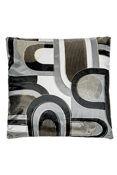 OEM Decorative Pillow Grey Velvet Gold Foil with Abstract Design 45x45cm