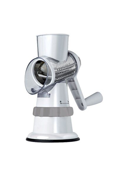 OEM White Manual Slicer with Handle & 3 Blades for Vegetables Ø13.3x25.5cm - 4 pieces