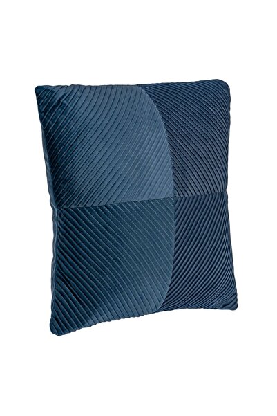 OEM Perna Decorativa de Iarna Albastra Velvet cu Dungi 45x45cm