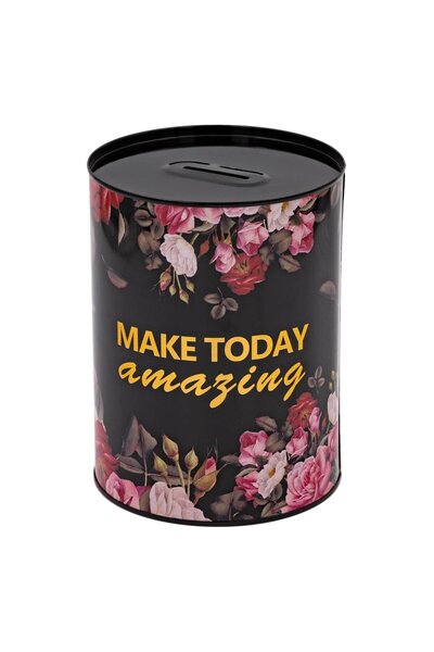 OEM Black Metallic Piggy Bank Make Today Amazing Print Ø12x16cm