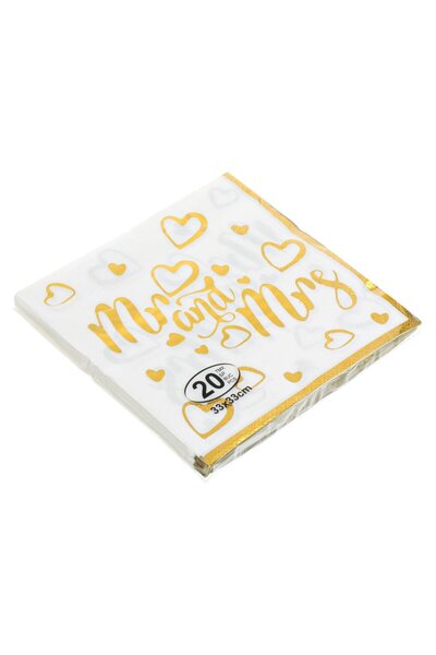 OEM White 2-Ply Table Napkins for Wedding Party with Mr and Mrs Gold Foil Pattern 3