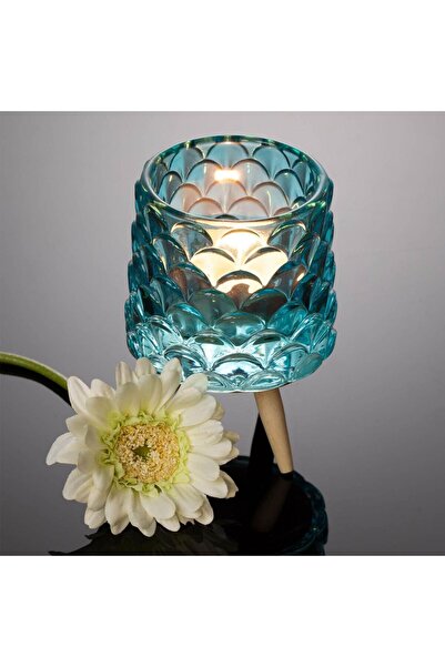 OEM Suport din Sticla Ciel cu Picioruse de Lemn pentru Lumanari Ø7x10.5cm