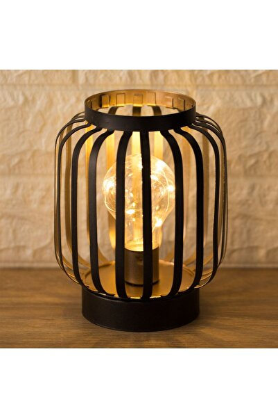 OEM Black Rose Gold Metal Lamp with 8 LED Table Bulbs & Batteries Ø13.5x17cm ...