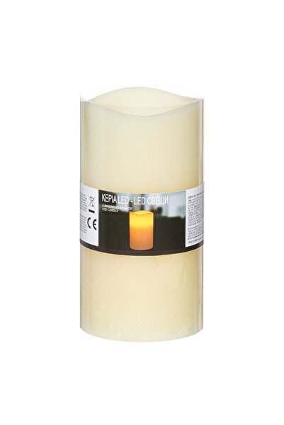 OEM Decorative Candle Ecru Wavy Edge LED Battery Operated Ø8x15cm - Warm White Flame