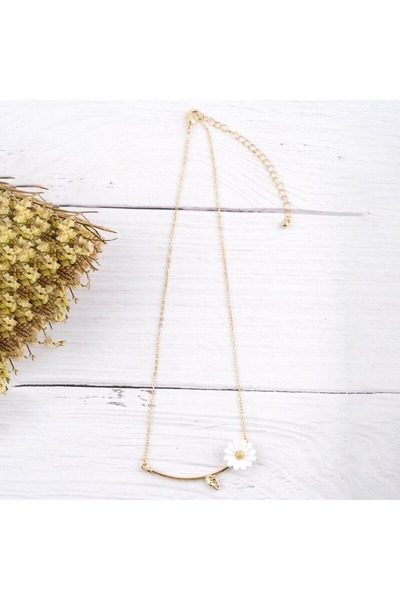 GlaMLo Accessories Colier lantisor auriu floare alba