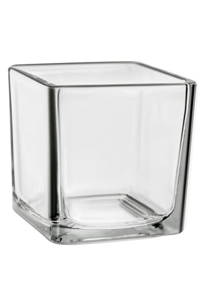 OEM Square Transparent Glass Candle Holder for Pill 5x5x5.5cm
