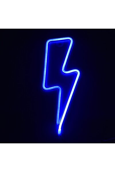 OEM Lampa LED Neon Fulger Albastru cu USB 11.5x28cm