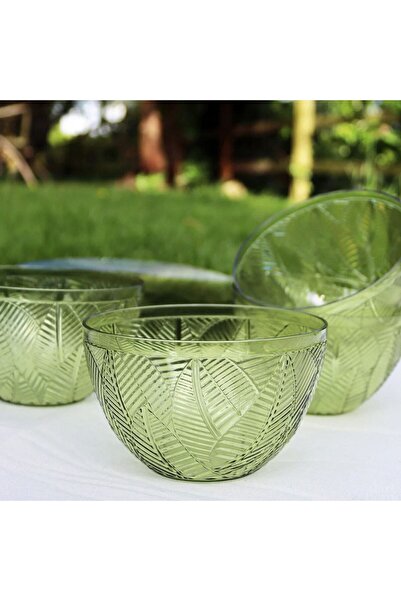 OEM Green Plastic Bowl with Tropical Leaf Pattern 4l