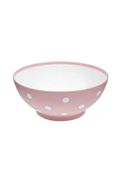 OEM Matte Pink White Plastic Bowl with Polka Dots 750ml