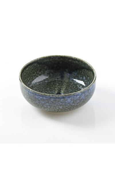 OEM Round Ceramic Bowl Olive Green Blue for Peanut Sauce 225ml